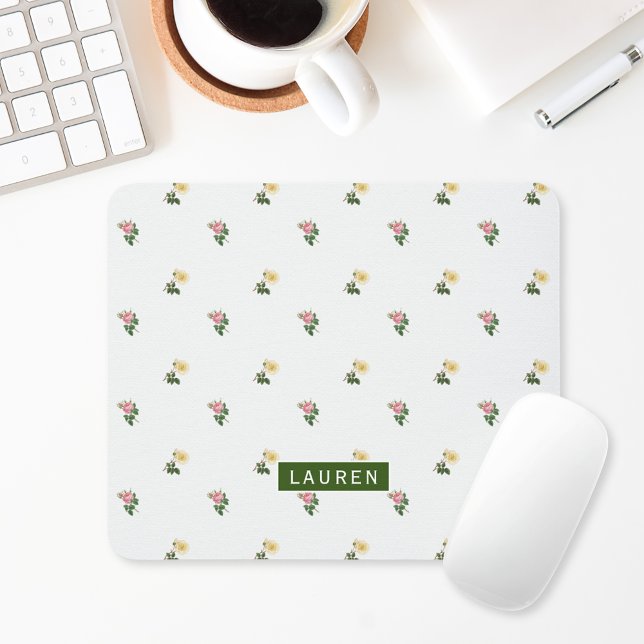 Vintage Floral Personalized Mouse Pad (Creator Uploaded)