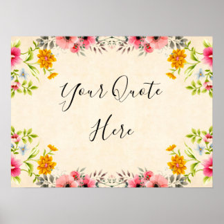 Vintage Floral Personalized Quote Poster