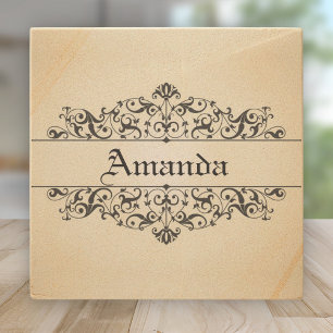Vintage Floral Personalized Stone Coaster