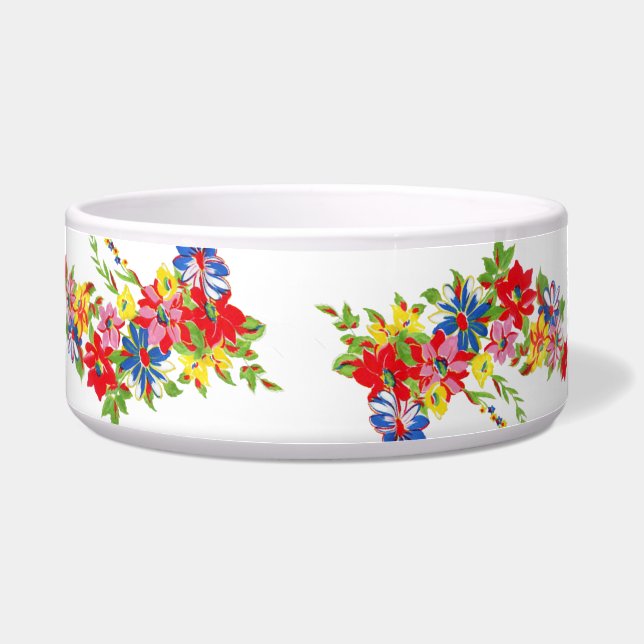Vintage Floral Pet Bowl (Front)