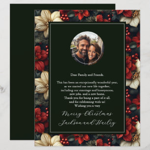 Vintage Floral Photo Christmas Letter Paper