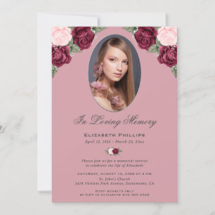 Vintage Floral Photo Memorial Service Invitation