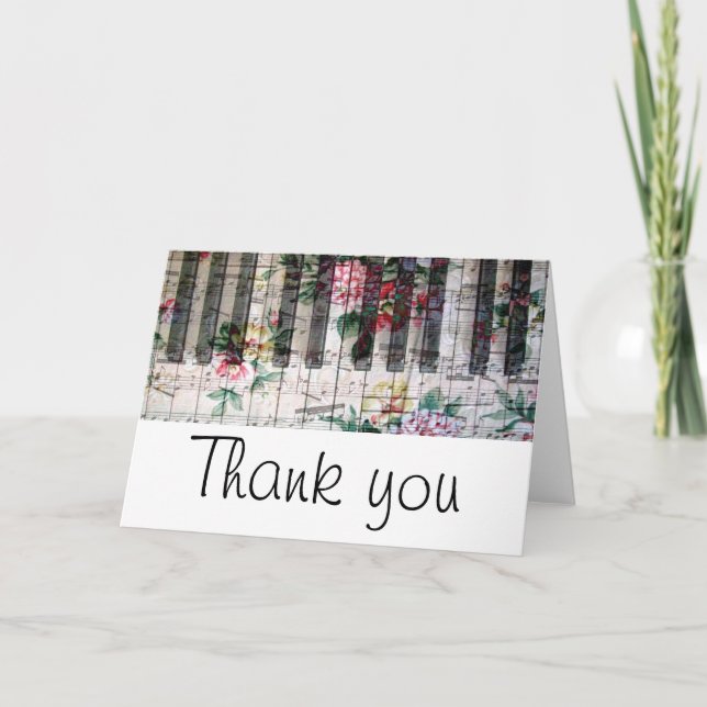 vintage floral piano keyboard thank you (Front)