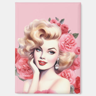 Vintage Floral Pin-Up Magnet – Blossom Marie