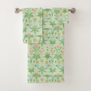 Vintage Floral Pink Blue William Morris Daisy Bath Towel Set