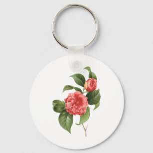 Vintage Floral, Pink Camellia Flowers by Redoute Keychain