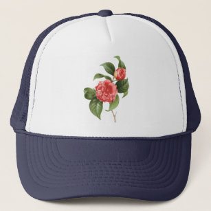 Vintage Floral, Pink Camellia Flowers by Redoute Trucker Hat