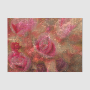 Vintage Floral Pink Chic Brown Sepia Texture Tissue Paper