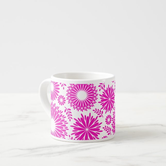 Vintage floral pink Espresso/ Jumbo Mug (Front Left)