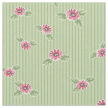 Vintage Floral Pink Green Striped