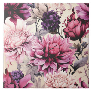 Vintage Floral pink pattern Tile