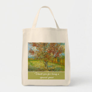 Vintage floral pink peach tree thank you bags