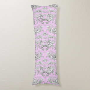 Vintage floral pink toile de jouy Bridal shower Body Pillow
