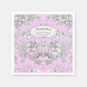 Vintage floral pink toile de jouy Bridal shower Napkin
