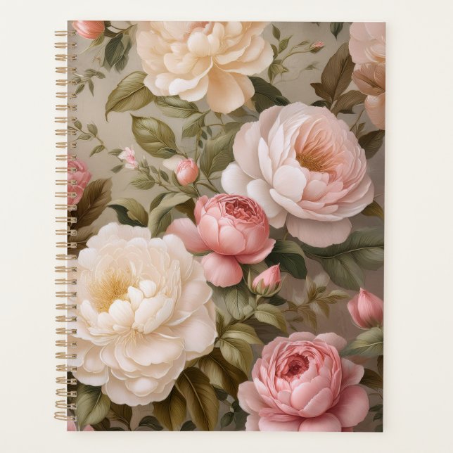 Vintage Floral Planner avec un design intemporel (Devant)