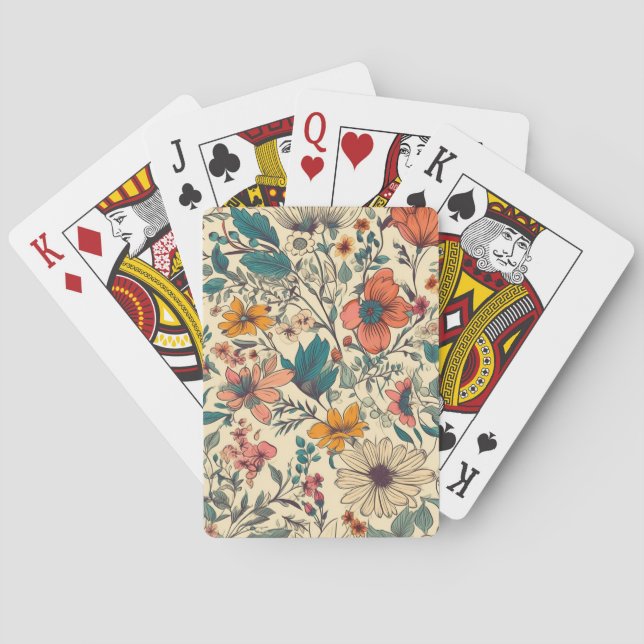 Vintage Floral Playing cards (Back)