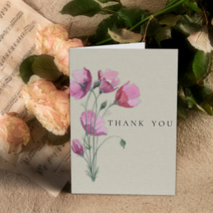 Vintage Floral Plum and Cream Wedding Thank You Card