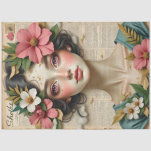 Vintage Floral Portrait Decoupage Paper