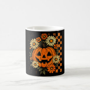 Vintage Floral Pumpkin Halloween Retro Pumpkin Magic Mug