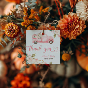 Vintage Floral Pumpkin Truck Baby Shower Favour Tags
