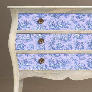 Vintage floral purple blue toile de jouy  tissue paper