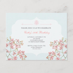 Vintage Floral Purple Damask Adult Birthday Party Invitation