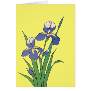 Vintage Floral, Purple Spring Garden Iris Flowers