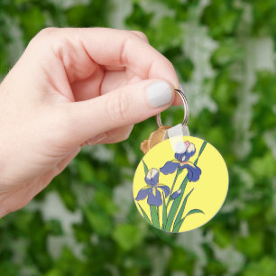 Vintage Floral, Purple Spring Garden Iris Flowers Keychain