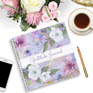 Vintage floral purple watercolor gratitude journal