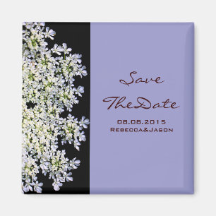 vintage floral purple wedding save the date magnet