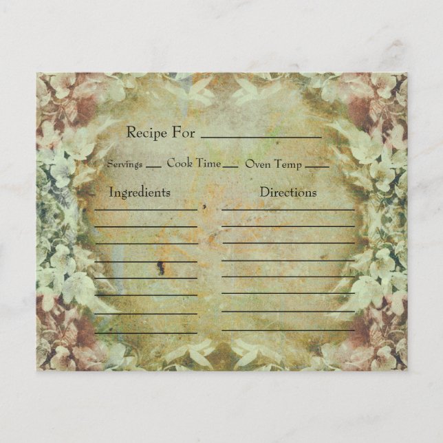 Vintage Floral Recipe Cards (Front)