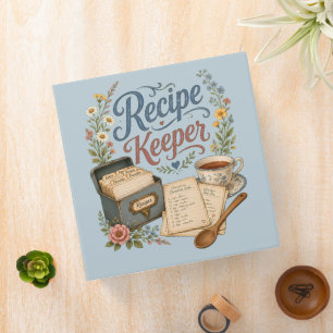Vintage Floral Recipe Keeper Cottagecoreue Blue Binder