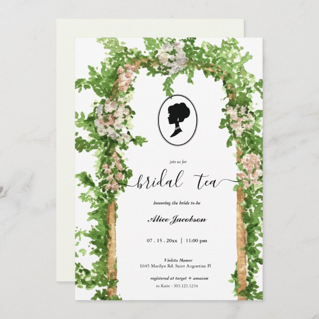 Vintage floral regency bridal shower invitation (Front/Back)