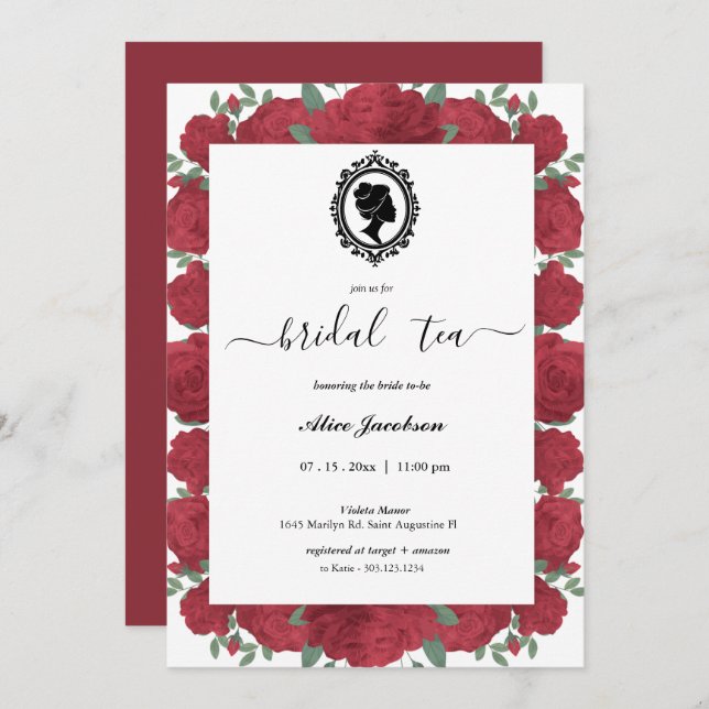 Vintage floral regency bridal shower invitation (Front/Back)
