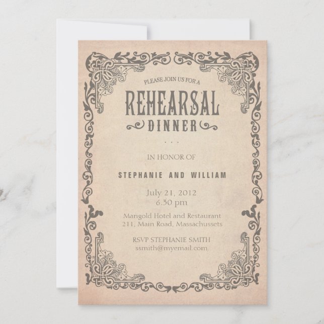 Vintage Floral Rehearsal Dinner Card (Front)