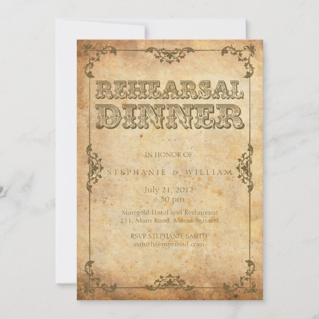 Vintage Floral Rehearsal Dinner Card (Front)