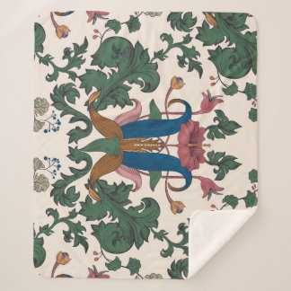 Vintage floral renaissance wallpaper. sherpa blanket