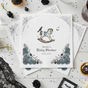 Vintage Floral Rocking Horse Baby Shower Napkin