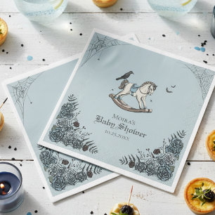 Vintage Floral Rocking Horse Baby Shower Napkin