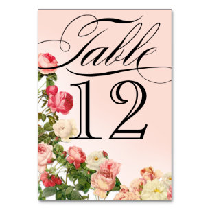 Vintage Floral Romance Pink Roses Table Numbers