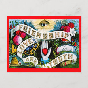 Vintage Floral Romantic Valentine Love Friendship Postcard