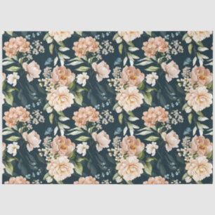 Vintage Floral Rose Aqua Decoupage Tissue Paper