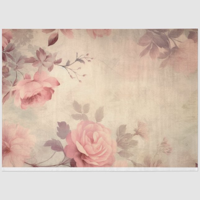Vintage Floral Rose Decoupage Tissue Paper (Front)