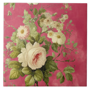 Vintage Floral Rose Floral Tile