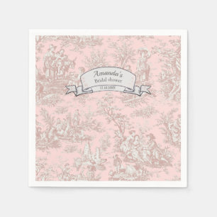 Vintage floral rose gold toile de jouy shower  napkin