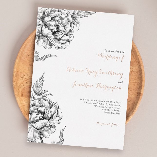 Vintage Floral Rose Gold Wedding Foil Invitation (Creator Uploaded)