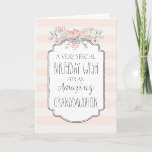 Vintage Floral rose Grandgirl Carte d'anniversaire