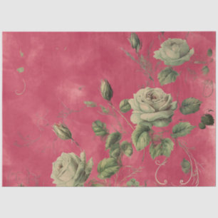Vintage Floral Rose Greenery Decoupage Tissue Paper