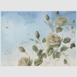 Vintage Floral Rose Greenery Decoupage Tissue Paper