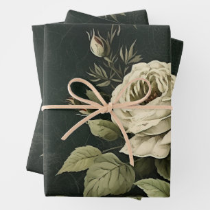 Vintage Floral Rose Greenery Decoupage Wrapping Paper Sheet